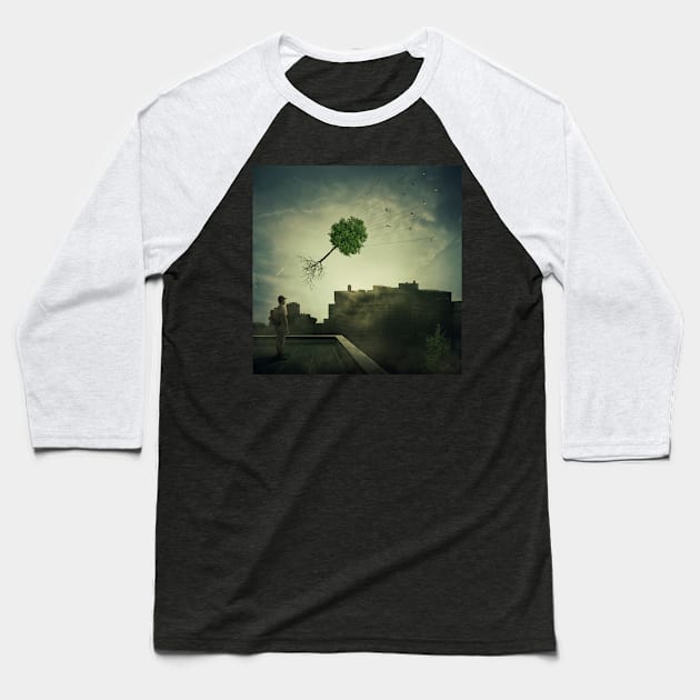 Greening of the foggy town Baseball T-Shirt by psychoshadow